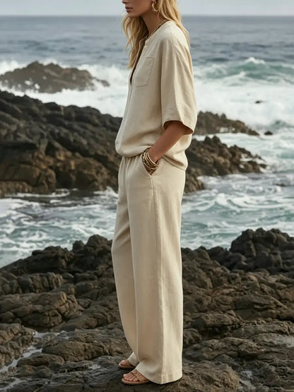 🎁New Arrivals🔥Women's Minimalist Relaxed Cotton-linen Set
