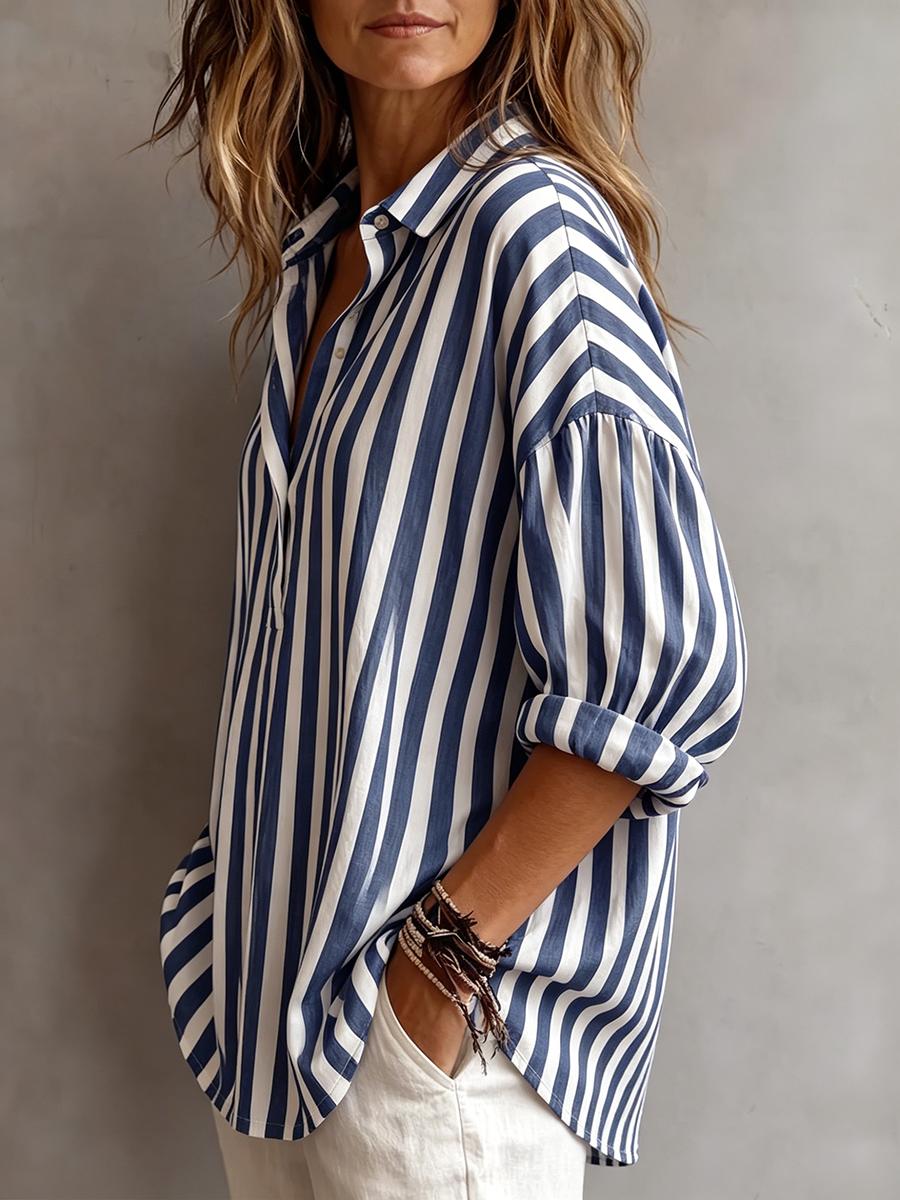 🎁New Arrivals🔥Casual Classic Striped Cotton Linen Blouse
