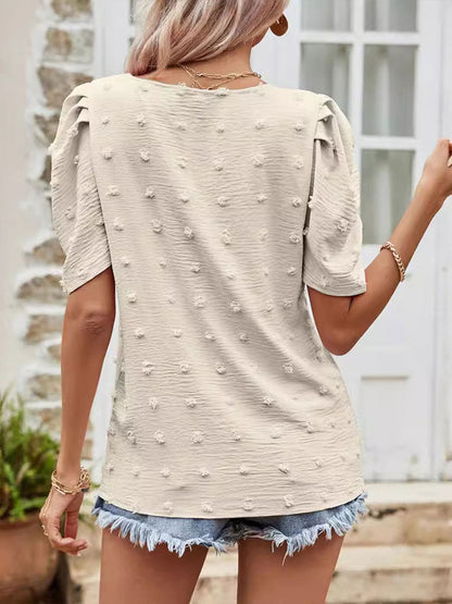 💝💝Women's V-Neck Short-Sleeve T-Shirt with Puff Sleeves — Casual Top