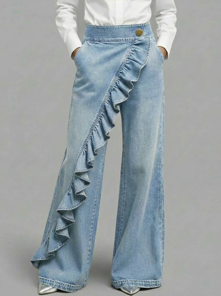 🎁New Arrivals🔥Women's single ruffled jeans