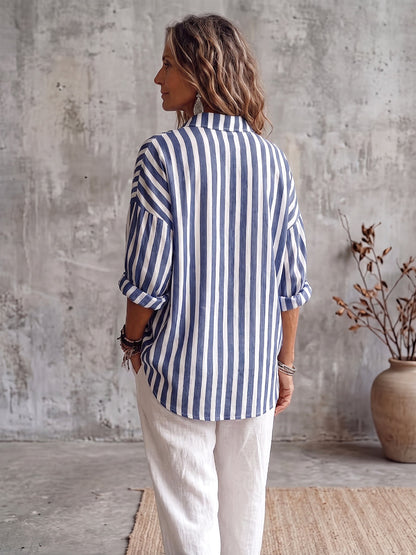 🎁New Arrivals🔥Casual Classic Striped Cotton Linen Blouse
